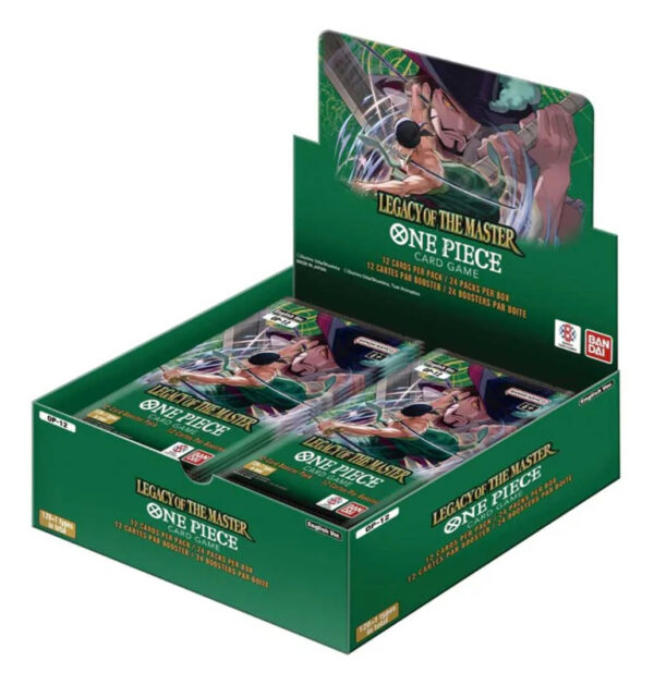 One Piece Legacy of the Master Booster Box (31 August 2025 release), engelsk version med 24 booster packs från OP‑12.
