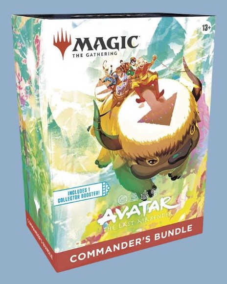 MTG Avatar The Last Airbender Commander’s Bundle med Appa och karaktärerna från serien på omslaget.
