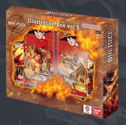 Engelsk Illustration Box Vol. 5 med exklusiva One Piece-kort och alternativ artwork i samlarbox.