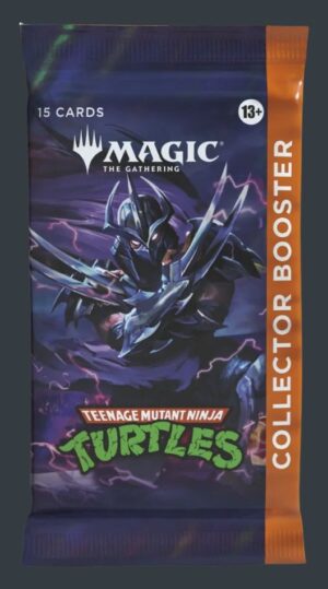 Magic The Gathering Teenage Mutant Ninja Turtles Collector Booster med mörk TMNT-karaktär på framsidan