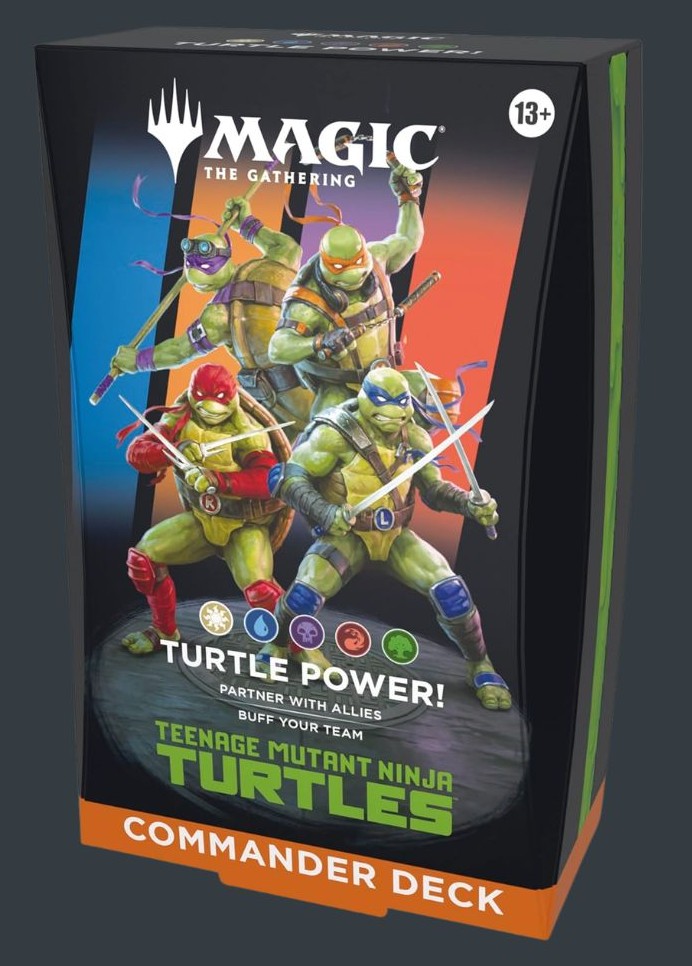 Magic The Gathering Teenage Mutant Ninja Turtles Commander Deck Turtle Power med alla fyra turtles på boxen