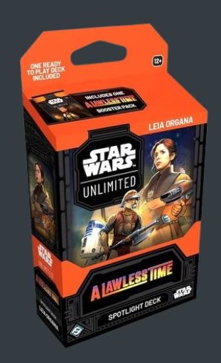 Star Wars Unlimited A Lawless Time Spotlight Deck Leia Organa på engelska med färdigbyggd 50-kortslek.