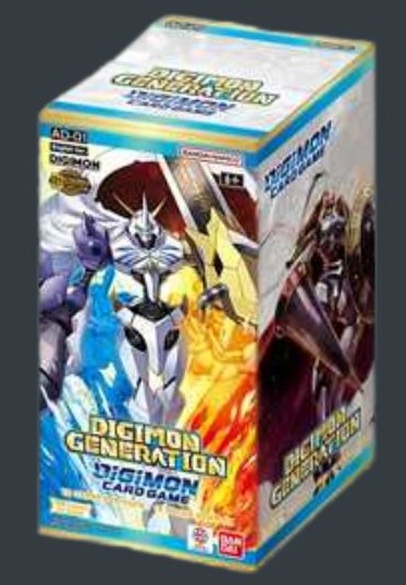 Digimon Card Game Digimon Generation AD-01 Booster Box på engelska med 12 booster packs.