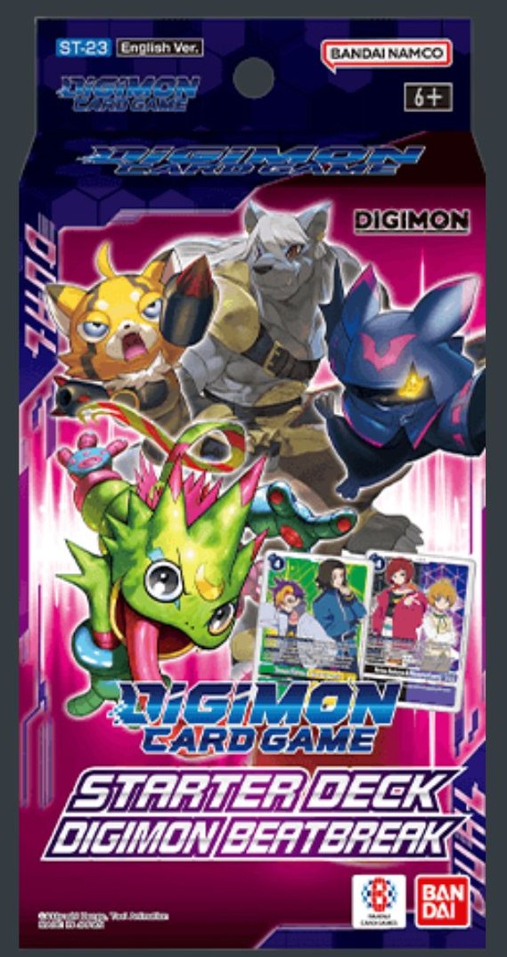 Digimon Card Game Starter Deck Digimon Beatbreak ST-23 på engelska med färdigbyggd lek och bonuskort.