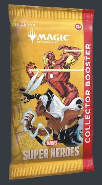 Magic The Gathering Marvel Super Heroes Collector Booster på engelska med 15 kort.