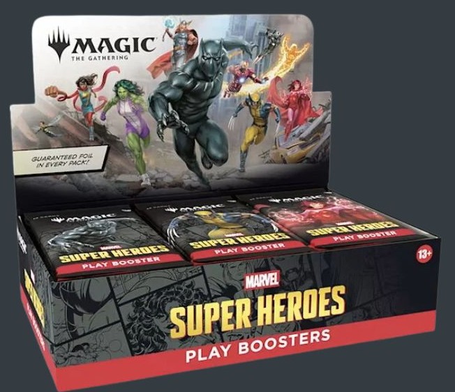 Magic The Gathering Marvel Super Heroes Play Booster Box på engelska med 30 Play Boosters.
