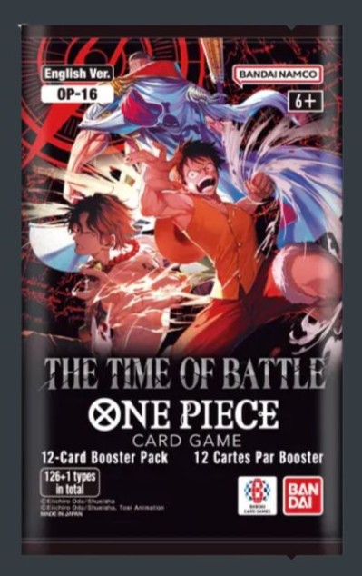 One Piece Card Game The Time of Battle OP-16 Booster Pack på engelska med 12 kort.