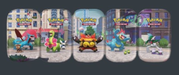 Pokémon TCG Lumiose City Mini Tin på engelska med slumpmässig design och fem möjliga motiv.