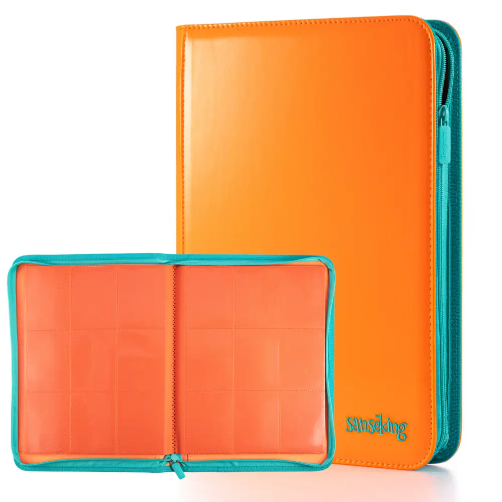 Sanseking 9 Pockets Patent Leather Card Binder, Orange